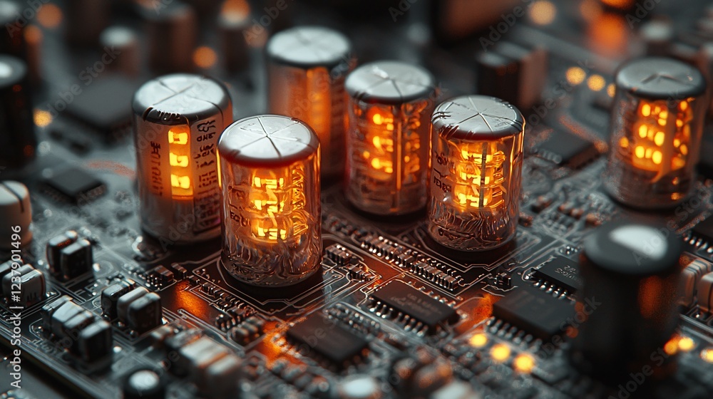 Poster robotics concept. high-precision electronic circuit board image