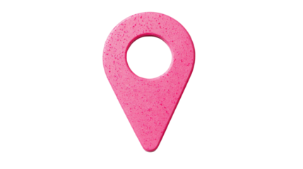 Pink location pin icon pointing on transparent background