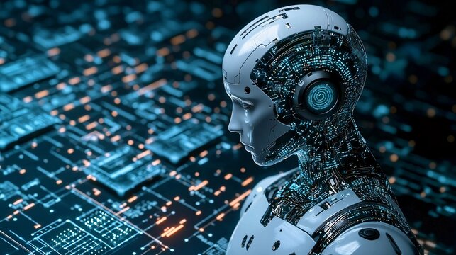 robotics concept. Optimized AI electronic circuits image