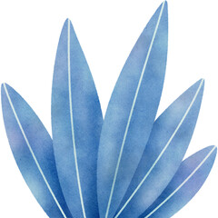 Obraz premium Blue leaves watercolor texture illustration 