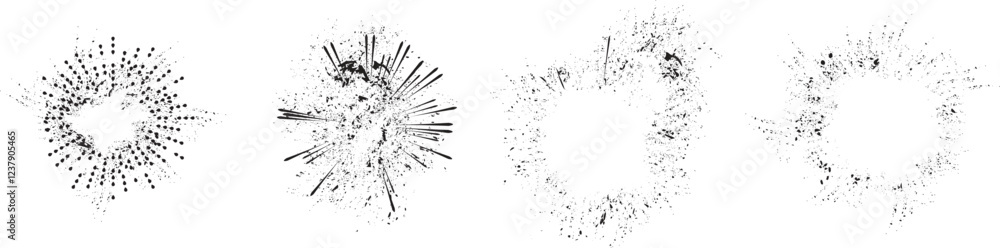Poster Collection of ink splashes for speckle effect .Set of Black Spray Blot of Ink. Place blobs, stains and splats in this pack over any object to create grunge effect .Spray paint drips .abstract vector.