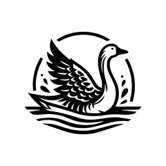 swan logo design in water