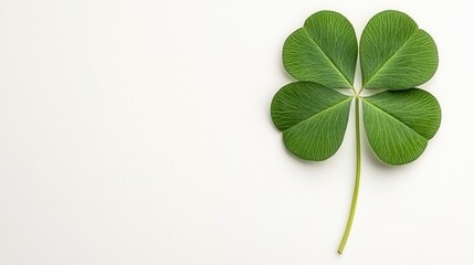 Vibrant Green Four Leaf Clover On White Background
