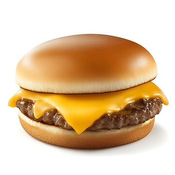 Delicious Cheeseburger Isolated on Firm White Background for Food Photography