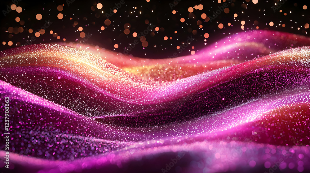 Poster abstract colorful particle waves