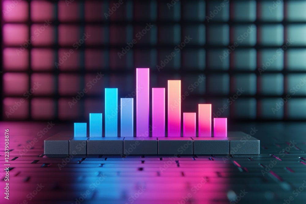 Poster high-tech signal strength bars projected on a futuristic surface display