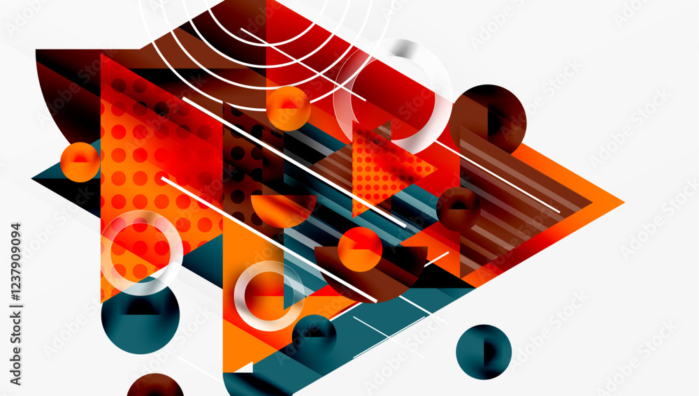 Poster modern geometric background - overlapping triangles with smooth gradients and semi-transparency