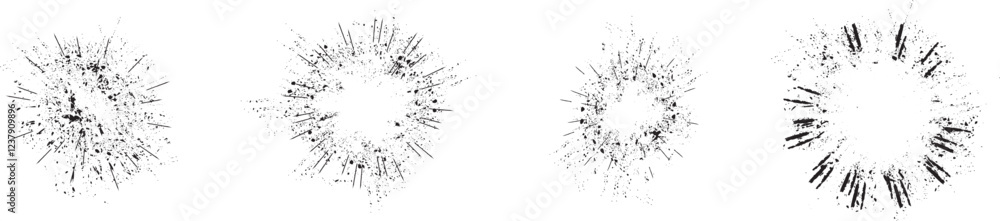 Leinwandbilder Collection of ink splashes for speckle effect .Set of Black Spray Blot of Ink. Place blobs, stains and splats in this pack over any object to create grunge effect .Spray paint drips .abstract vector.