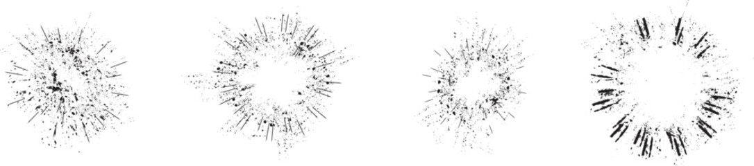 Naklejka premium Collection of ink splashes for speckle effect .Set of Black Spray Blot of Ink. Place blobs, stains and splats in this pack over any object to create grunge effect .Spray paint drips .abstract vector.
