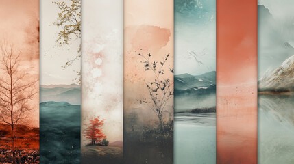 collage with nature backgrounds. Nature Inspired Earthy tones with visuals of nature