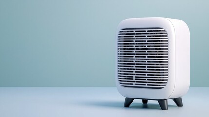 White Square Air Purifier on Light Blue Background