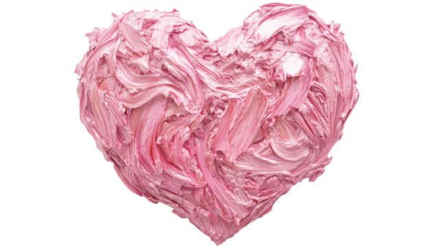 Pink heart showing love and affection with transparent background