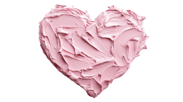 Pink heart shape representing love and affection on transparent background