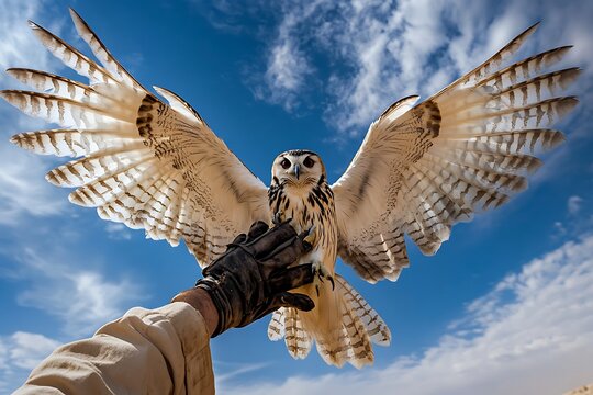 Falconry: Skilled Handler Holds a Majestic Bird of Prey in Flight