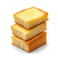 Delicious Golden Sliced Butter Cake Stack Isolated on White Background