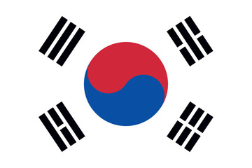 The flag of the Republic of Korea, with accurate proportions and official colors. Vector image.