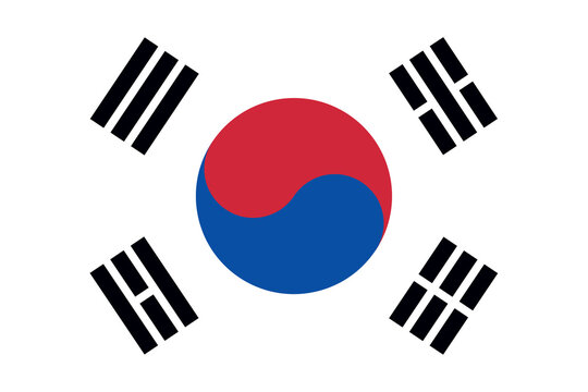 The flag of the Republic of Korea, with accurate proportions and official colors. Vector image.