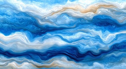 Obraz premium Blue Liquid Texture with Waves and Glossy Glassy Finish