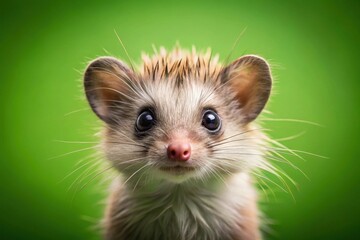 Obraz premium A Close-Up Portrait of an Adorable Hedgehog with Inquisitive Eyes Against a Vibrant Green Background