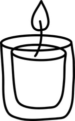 Scented candle autumn doodle line art outline vector