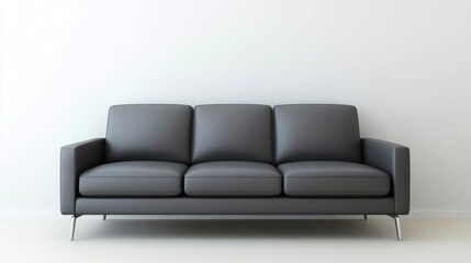 Gray Leather Sofa Against White Wall