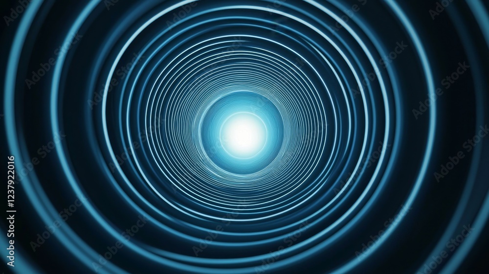 Aufkleber patience calm strength focus concept. abstract blue tunnel with circular wave patterns and a glowing