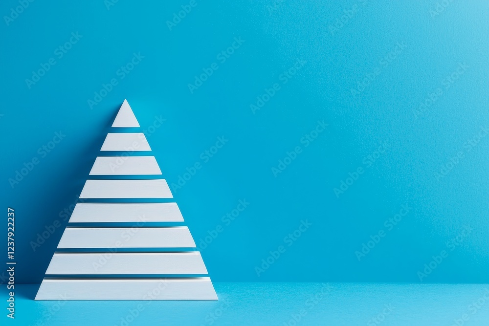 Poster strategy decision framework concept. abstract pyramid shape on a blue background.