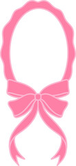 Pink girly coquette bow frame doodle.Trendy coquette girls.
