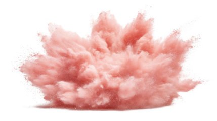 Pink powder exploding creating a big cloud on transparent background