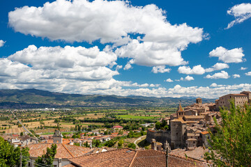 Anghiari, Italy. View of the medieval town.	