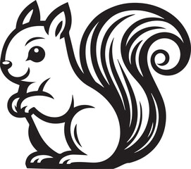Squirrel vector in black and white