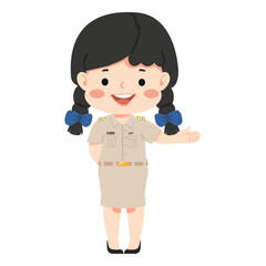 Thai woman teacher welcome in uniform