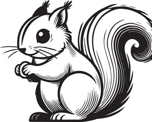 Squirrel vector in black and white