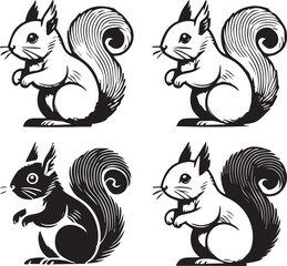 Squirrel vector in black and white