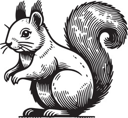 Squirrel vector in black and white