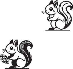 Squirrel vector in black and white