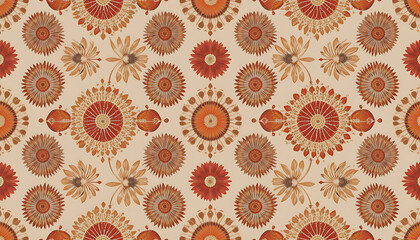 Rustic Floral Pattern in Warm Terracotta Tones