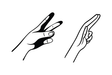 Fototapeta premium Two hands are pointing towards each other, one directed left and the other directed right, symbolizing connection and communication