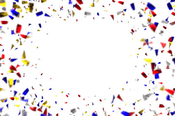 3D Lots of colorful & metallic confetti background.