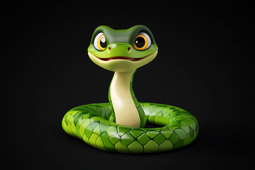 Fototapeta premium snake on a white background, snake on a blank white background, a snake, snake, cute snake, white background, copy space for add text, 3d rendering, 3d, vector, AI generative