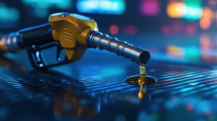 Fuel pump dispensing liquid gas station product close-up modern environment dynamic view energy efficiency concept