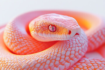 Fototapeta premium snake on a white background, snake on a blank white background, a snake, snake, cute snake, white background, copy space for add text, 3d rendering, 3d, vector, AI generative