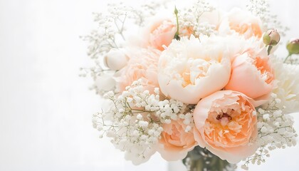 Fototapeta premium Peach and White Peonies Bouquet Beautiful Flowers