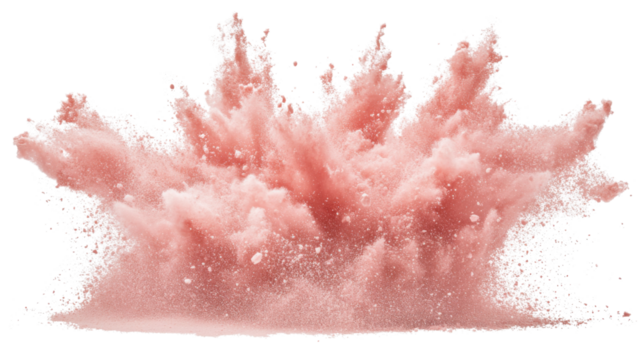 Pink powder exploding with transparent background for easy composition