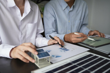 Group of engineer working together design solar energy system
