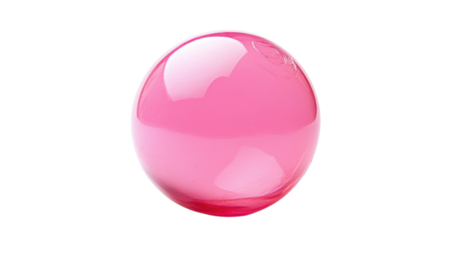 Bright pink sphere shining on transparent background