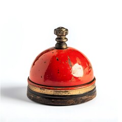 Professional Red Service Bell Ring Isolated on Firm White Background