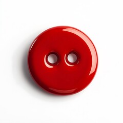 Fototapeta premium Vibrant Red Sewing Button on White Background for Crafts and Apparel Projects