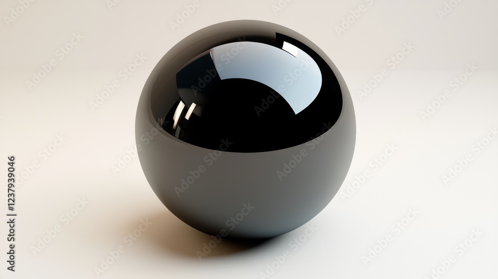 Aufkleber shiny black sphere on white background; 3d render; abstract concept; website design