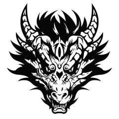 Dragon | Dragon Head | Mythical Creature | Dragon Beast | Chinese Dragon | Dragon Face | Dragon Mascot | Ancient Dragon | Original Illustration | Vector and Clipart | Cutfile and Stencil